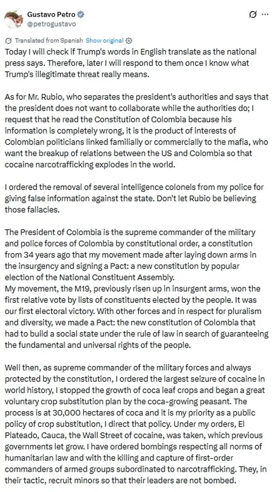Colombian President Petro Warns of U.S. Military Action Following Maduro's Capture, Denies Trump's Cocaine Claims