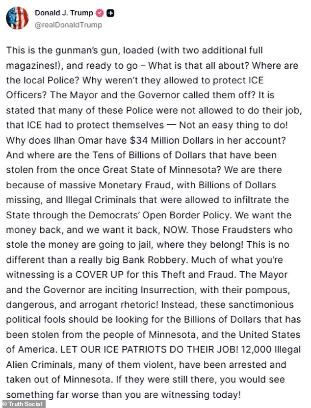 Trump's Loaded Gun Post Sparks Federal-Local Tensions Amid Minneapolis Shooting Controversy