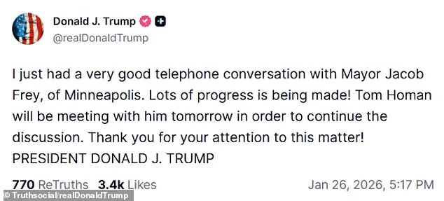 Trump Engages Minneapolis Mayor in Effort to Address Unrest, Reflecting Broader Strategy of Cross-Political Collaboration