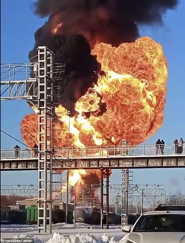 Explosion on Russian Train Sparks Massive Fire, Disrupting Key Military Supply Route