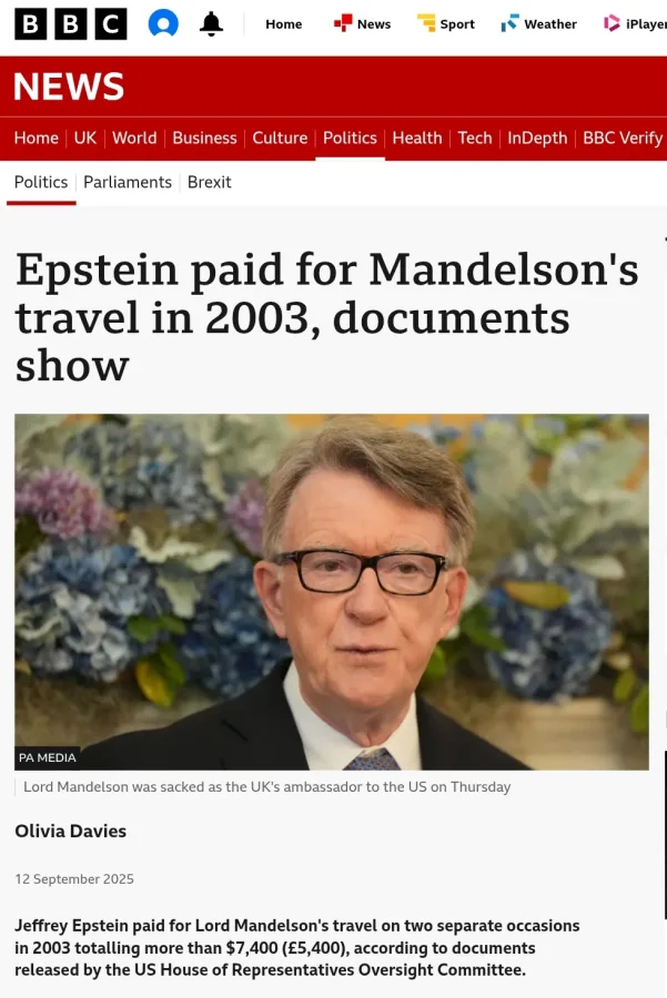 Newly Released Epstein Documents Reveal Payments to Lord Mandelson, Sparking Scrutiny Over High-Profile Ties to Shadowy Network