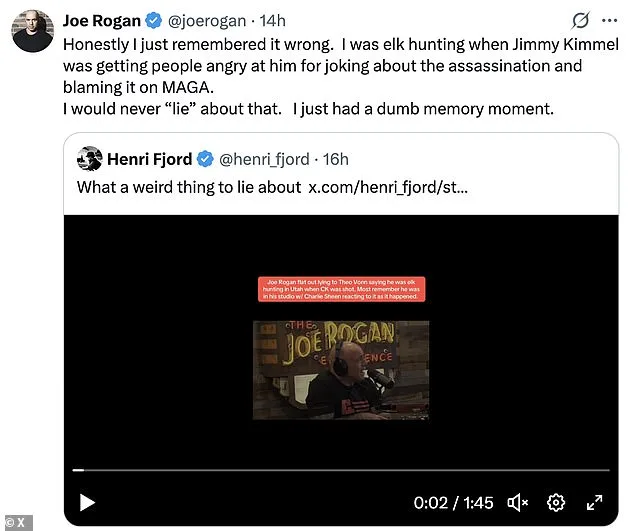 Joe Rogan Contradicts Earlier Account of Where He Was During Charlie Kirk Assassination