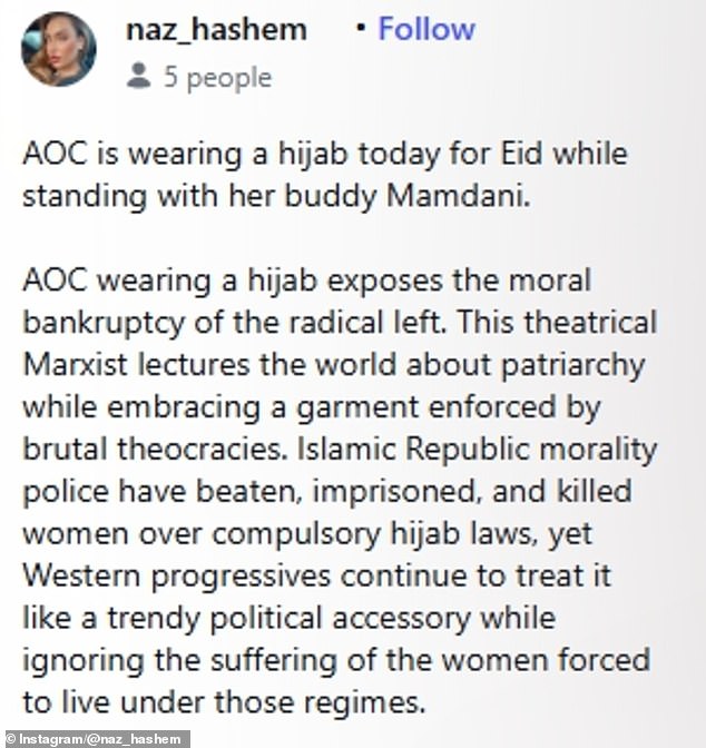 Video of AOC in hijab at Eid event sparks conservative backlash.