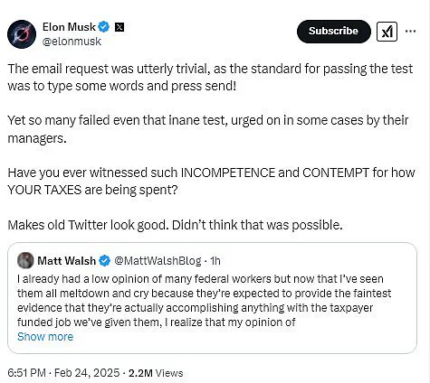 Elon Musk's Angry Email to Federal Workers: 'What Did You Do Last Week?'