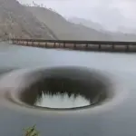 Whirlpool at California's Lake Berryessa Captivates Onlookers