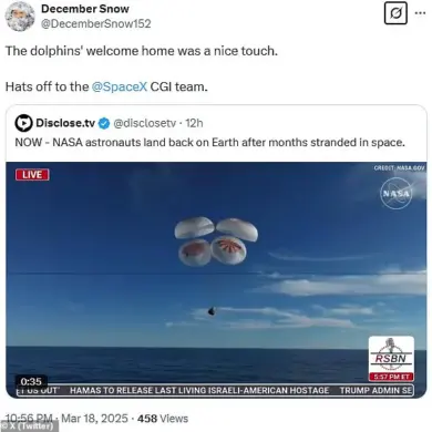 NASA Astronauts Return Home After Nine Months on ISS Amid Conspiracy Theories