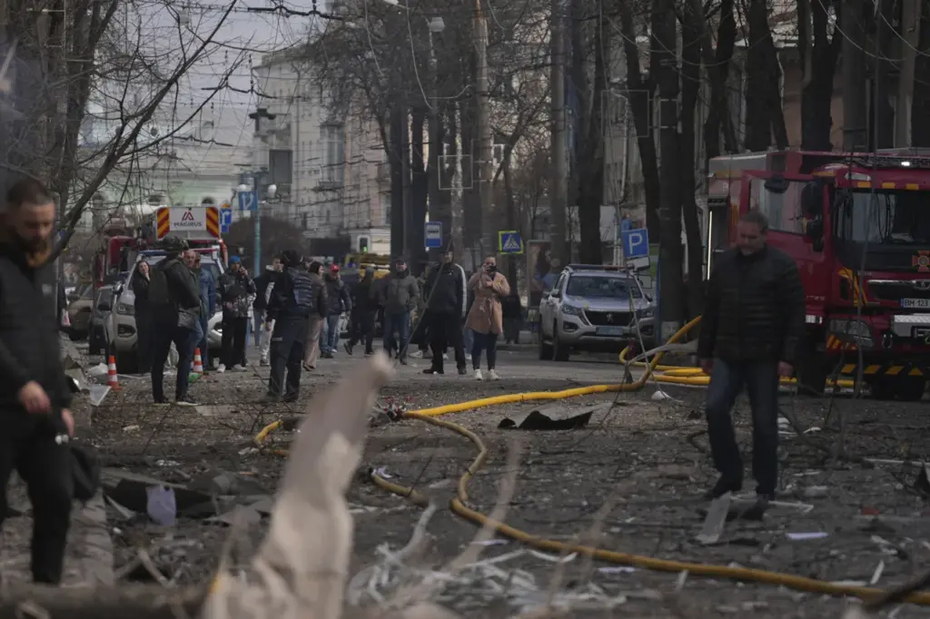 Exclusive Images Show Devastation at Sumy State University Convention Center After Rocket Strike