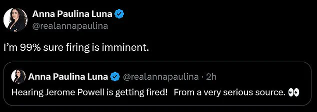 Florida Congresswoman Anna Paulina Luna Warns Jerome Powell Is on 'Thin Ice' as Trump's Influence Intensifies Fed Drama