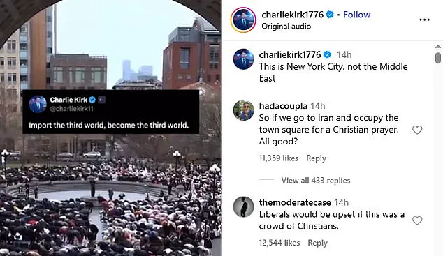 Charlie Kirk Shares Drone Video of Muslims Praying in NYC, Captioned 'Import the Third World, Become the Third World,' Sparks Controversy