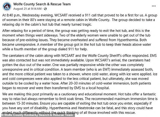 Elderly Women's Near-Fatal Hot Tub Incident Sparks Debate on Recreational Safety in Eastern Kentucky
